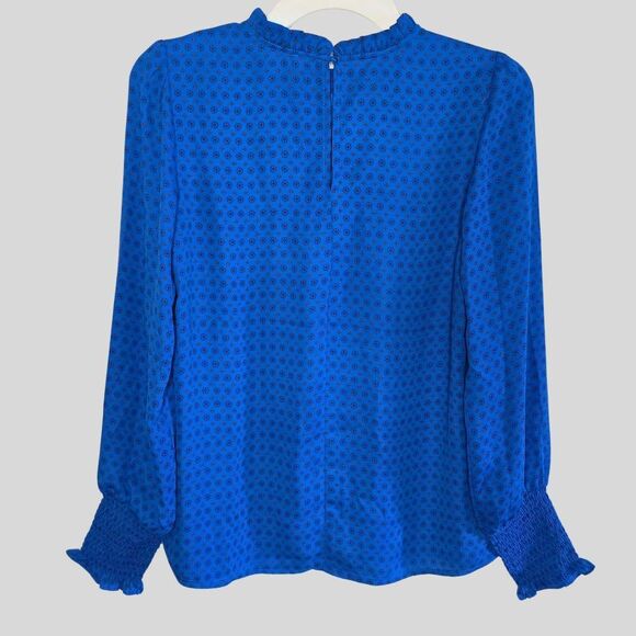 Maison d’Amélie Paris Floral Ruffle Blouse Women's Size Small Blue Long Sleeve - Picture 4 of 16